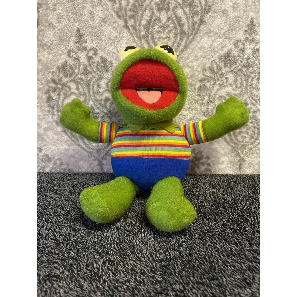 Vintage 1970s Kermit The Frog Rainbow Striped Plush 12” (Discolored Eyes)